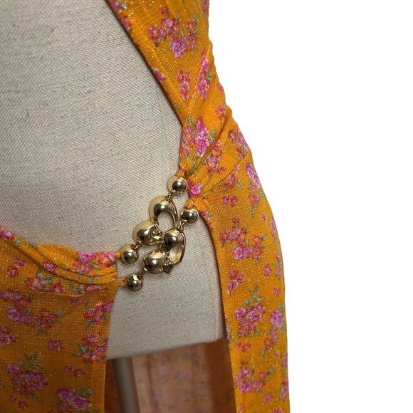 Beach Bunny Swimwear Sadie Orange Floral Midi Dress Beach Coverup Size Medium - Picture 5 of 9